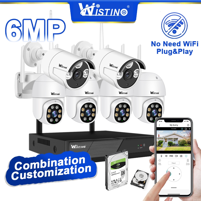Wistino ระบบกล้องวงจรปิดไร้สาย Wifi กล้องชุด 6MP HD Security กล้อง Audio Motion Detection IP 8CH NVR