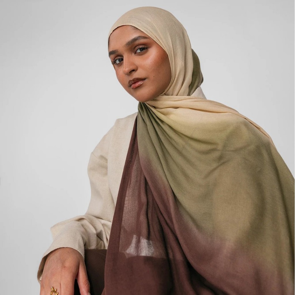 Jifang คุณภาพสูงกว้าง Edge Gradient ผ้าเรยอน Modal ผ้าฝ้ายยาว Pashmina ผ้าคลุมไหล่ผ้าพันคอ Breathable มุสลิม Hijab Headscarf FX79