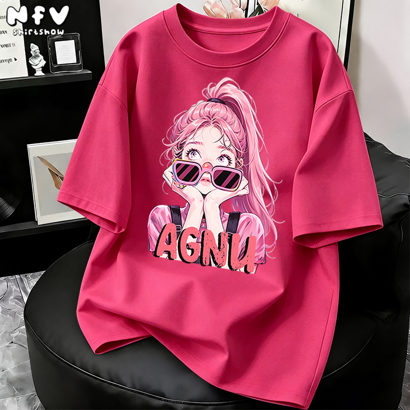 【จัดส่งตลอด 24 ชั่วโมง】NFV ใหม่ล่าสุด ลวดลายแฟชั่น เสื้อยืดฤดูร้อนทรงหลวม Cotton100% ใส่สบายระบายอากาศ YG3182