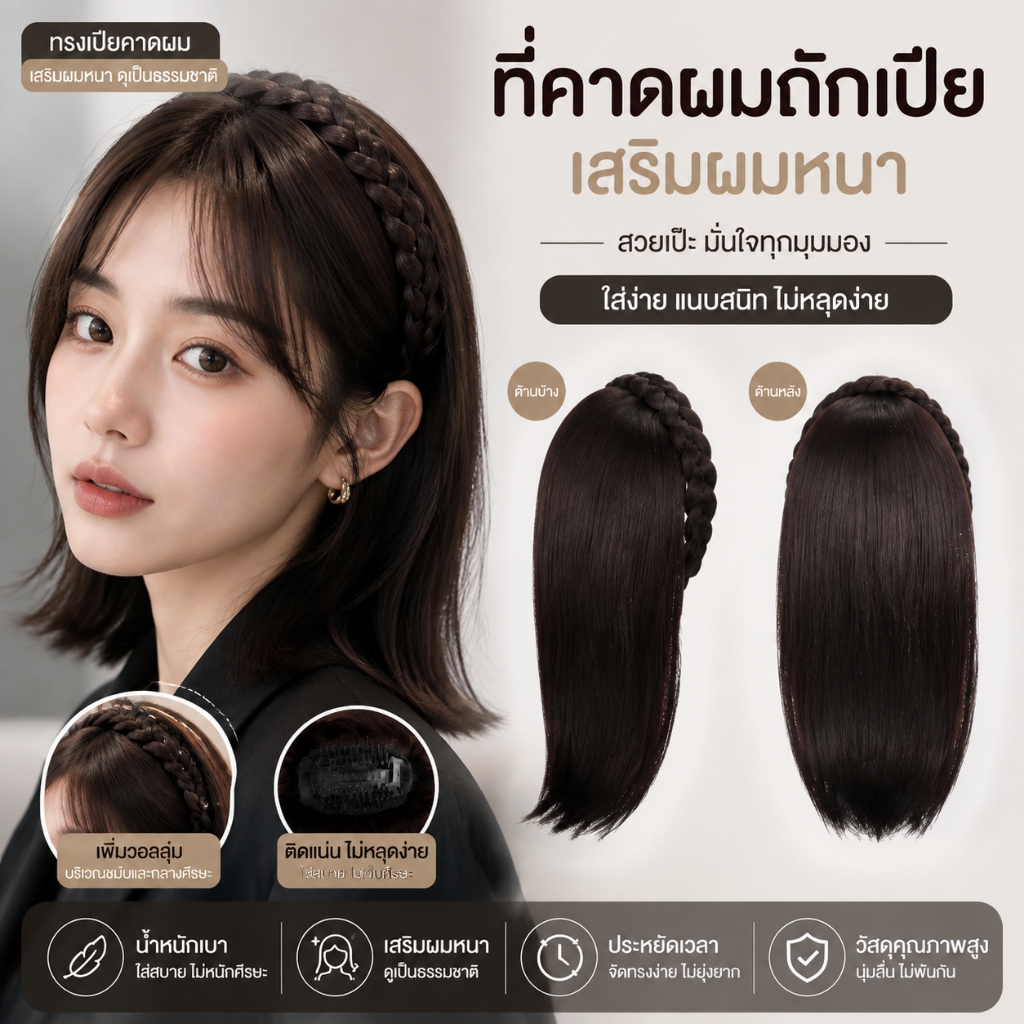 [ประณีต] วิกผมสําหรับผู้หญิงผมสั้นพร้อมวิกผมกระดูกปลาพร้อมวิกผมแบบบูรณาการแพทช์เครื่องประดับผม [ไทย]