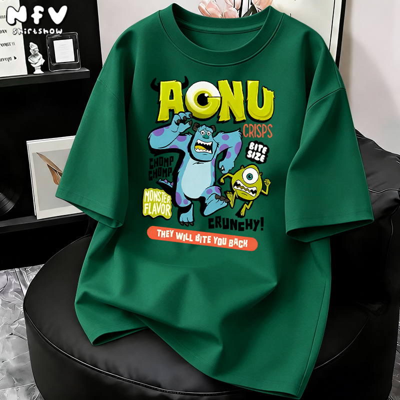 NFV ใหม่ล่าสุด ลายพิมพ์การ์ตูนแอนิเมชัน เสื้อยืดแนวเกาหลี ผ้าหนายับยากรีดง่าย ผ้าฝ้ายแท้ ใส่สบาย YG1480