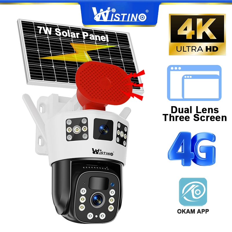 Wistino กลางแจ้ง 4G กล้องวงจรปิดพลังงานแสงอาทิตย์ 20W 7W พลังงานแสงอาทิตย์ PIR Human Detection Two W