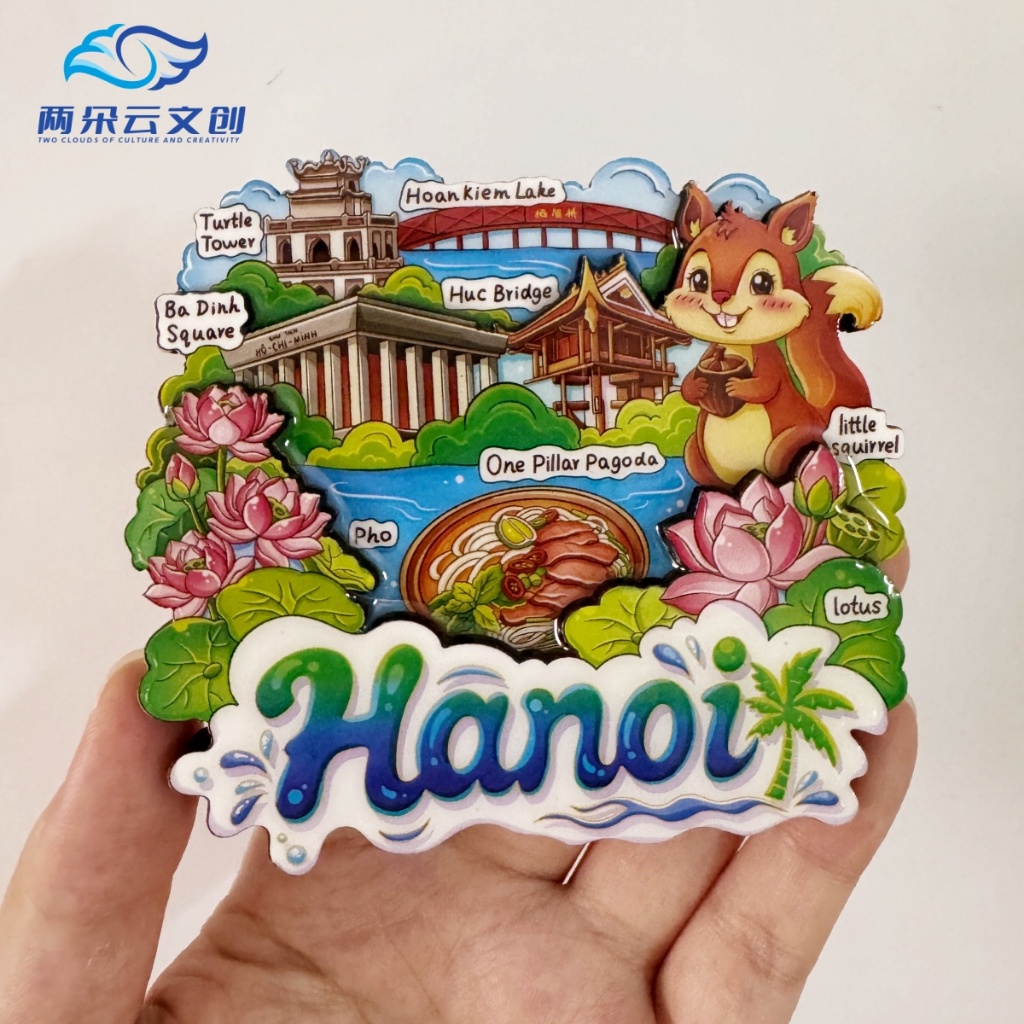 เวียดนามเดินทางของที่ระลึกสติกเกอร์ตู้เย็น Hanoi Hu Zhiming Hong Kong Travel ของที่ระลึก