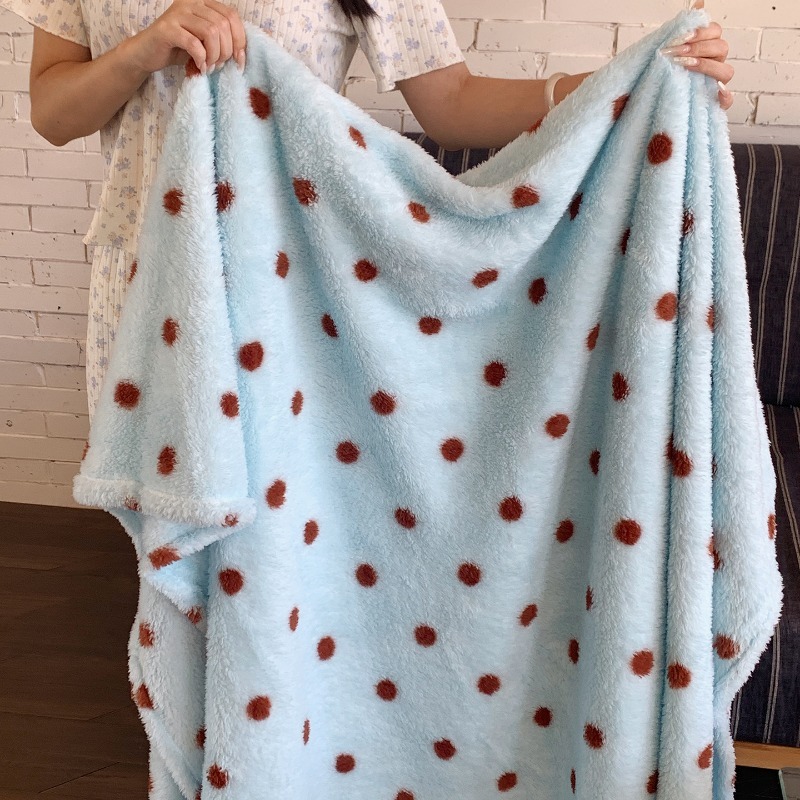 โรแมนติก Polka Dot Polar ขนแกะสองด้านพิมพ์ผ้าห่ม Warm Selimut ชุดไหล่ผ้าห่มสําหรับ Single Queen/King Size