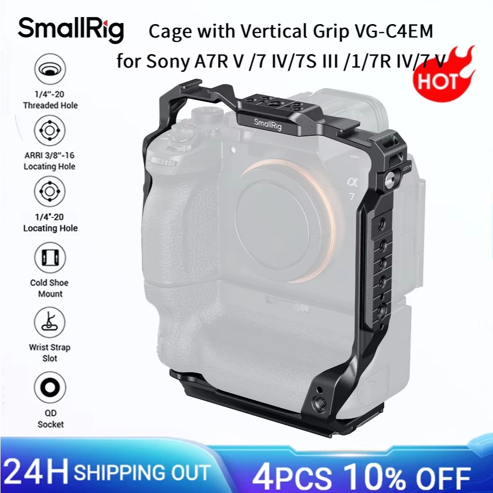 กรง SmallRig สําหรับ Sony Alpha 7R V / 7 IV / 7S III / 1 / 7R IV / 7 V พร้อมด้ามจับแนวตั้ง VG-C4EM พ