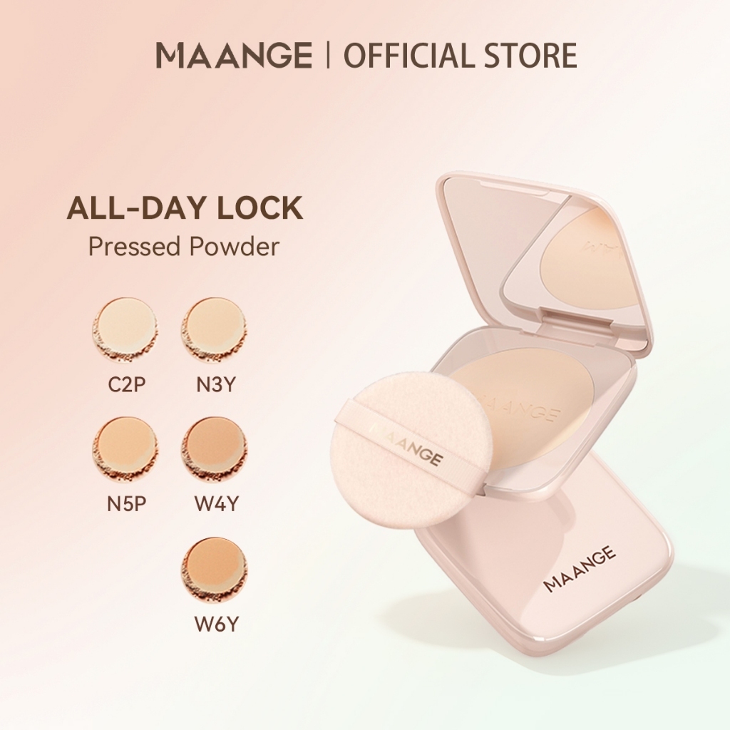 MAANGE Oil-Control Pressed Matte Powder Full Coverage คอนซีลเลอร์ Hydrating พร้อมแป้งพัฟ F01