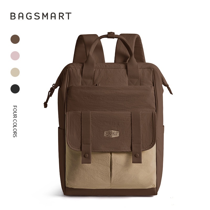 BAGSMART กระเป๋าเป้ใส่โน้ตบุ๊ก 14 นิ้ว น้ำหนักเบา Backpack มีหลายช่อง กันละอองน้ำ มีช่องกันขโมย สายรัดกระเป๋าเดินทาง สำหรับทำงานและเดินทาง