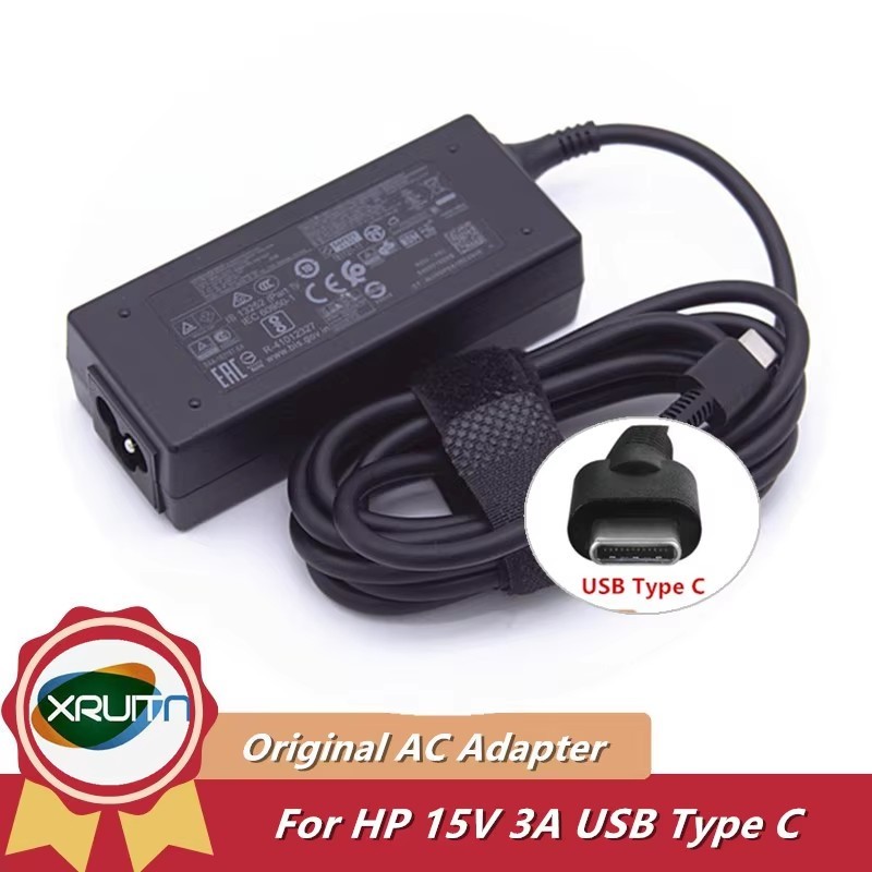 Original 45W TYPE-C TPN-CA01 15V 3A สําหรับ HP TPN-CA02 spectre 13 Elite x2 1012 G1 G2 Pavilion 12-b
