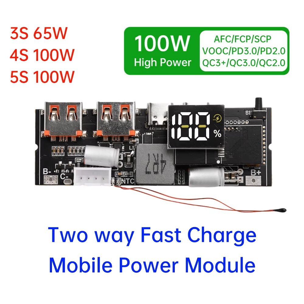 65/100W Power Bank 2-way Super Fast CHARGING สําหรับ VC Flash ชาร์จโมดูลบอร์ด DIY เมนบอร์ด 3/4/5S