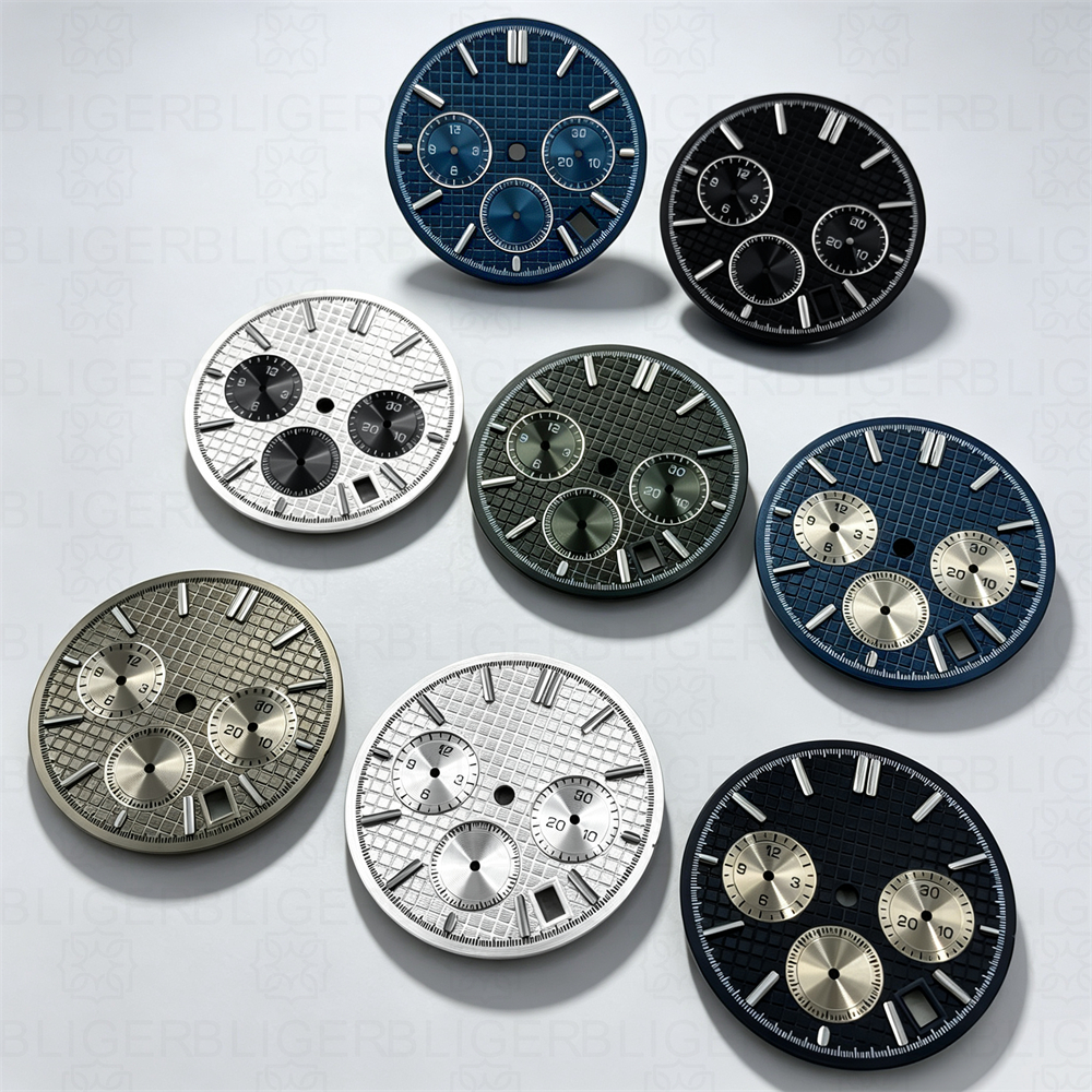BLIGER 31.5 มม.VK63 Chronograph นาฬิกาสีดําสีขาวสีเขียว Blue Dial ชุดเหมาะสําหรับ VK63 VK63A ควอตซ์น