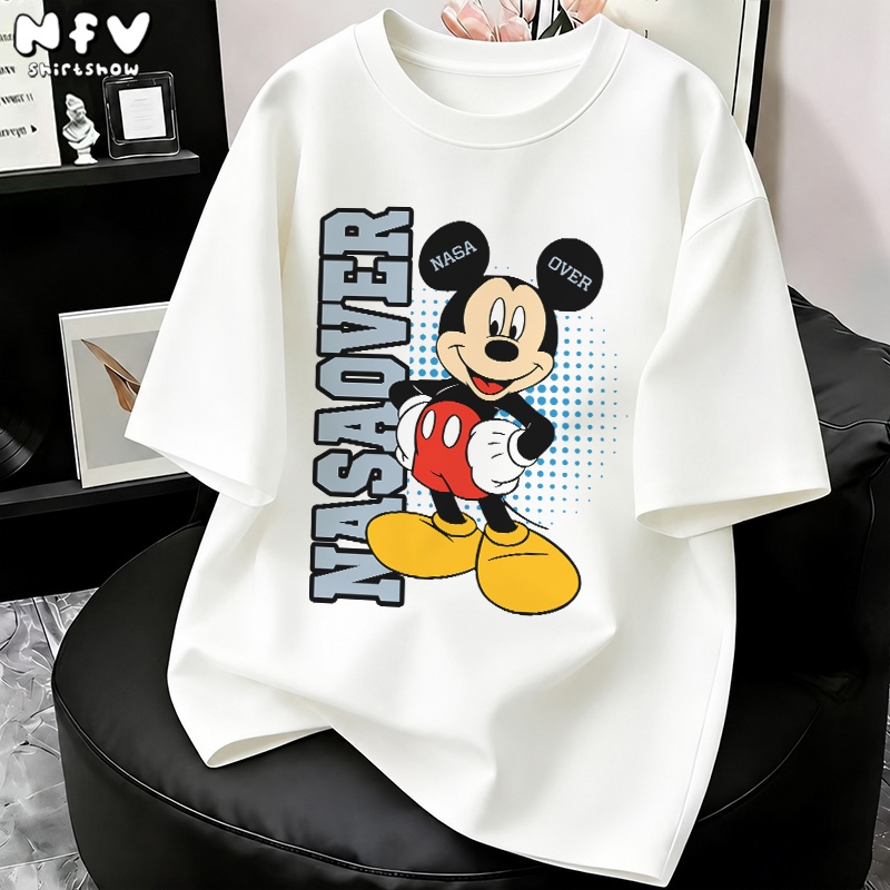 【จัดส่งตลอด 24 ชั่วโมง】NFV ใหม่ล่าสุด Mickey Mouse แฟชั่นเกาหลี เสื้อยืดเปล่า ผ้าหนายับยากรีดง่าย ผ้าฝ้าย 100% YG1383
