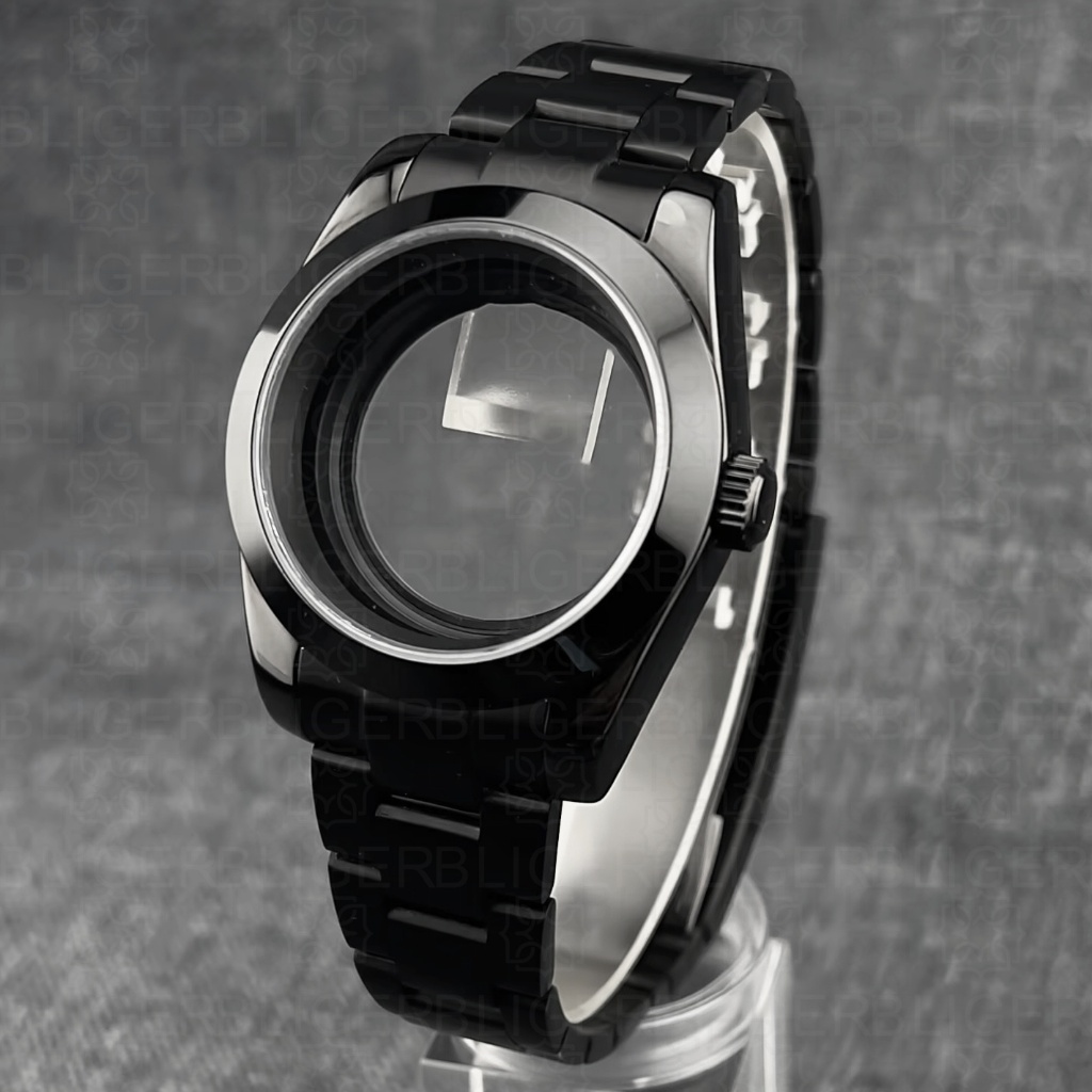 BLIGER 36 มม.39 มม.คุณภาพสูงนาฬิกา Sapphire Glass กันน้ําสีดํากรณี Fit DJ สไตล์ NH34 NH35 NH36 ETA28