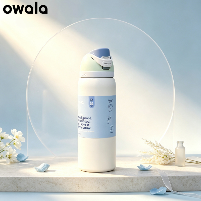 Owala FreeSip ฉนวนขวดน้ําสแตนเลส 24oz 32oz, สิทธิบัตร 2-in-1 ฟางหรือ Spout Leak-Proof ฝาปิด, ถ้วยเก็บความร้อนสูญญากาศผนังคู่สําหรับเล่นกีฬาและการเดินทาง, BPA-ฟรี