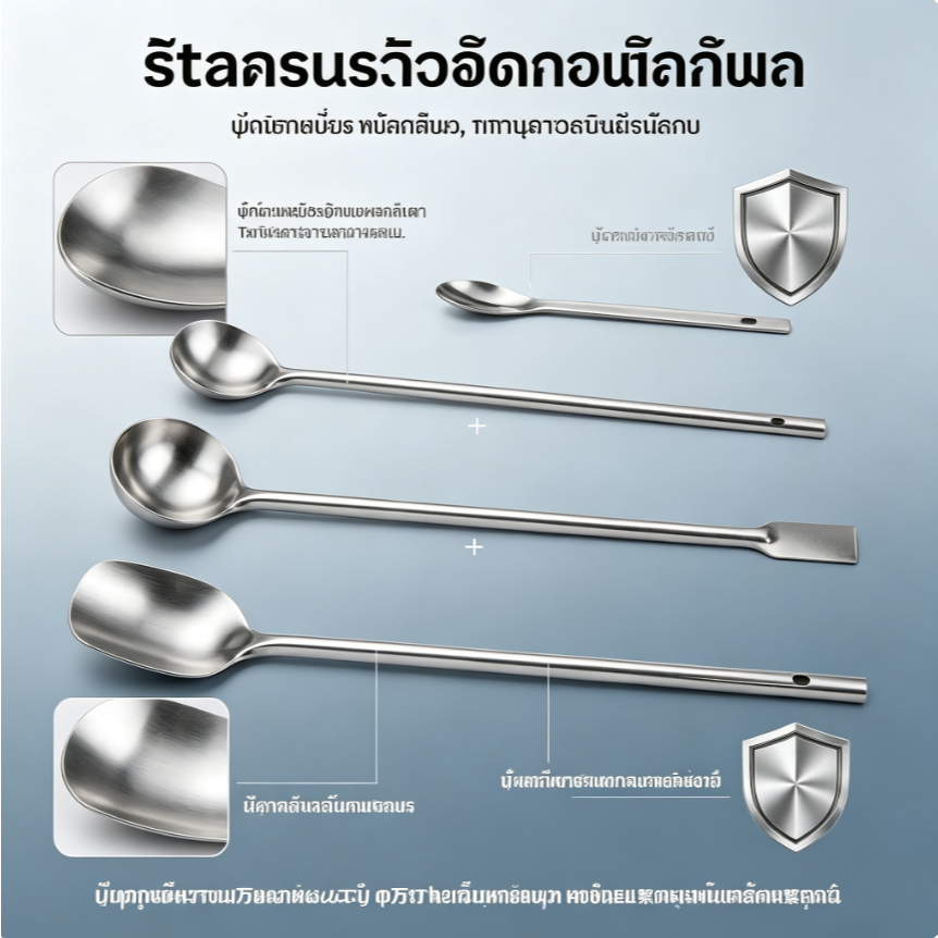 ไม้พายสเตนเลสแล็บ ช้อนตักสารเคมี ทนสนิม ทนกรดด่าง อุปกรณ์เครื่องมือห้องปฏิบัติการเกรดพรีเมียม