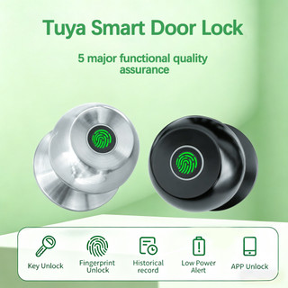 Tuya ลายนิ้วมือ 3-in-1/5-in-1 ประตูล็อคสําหรับห้องนอนสมาร์ทล็อค Biometric ประตูล็อค Tuya App