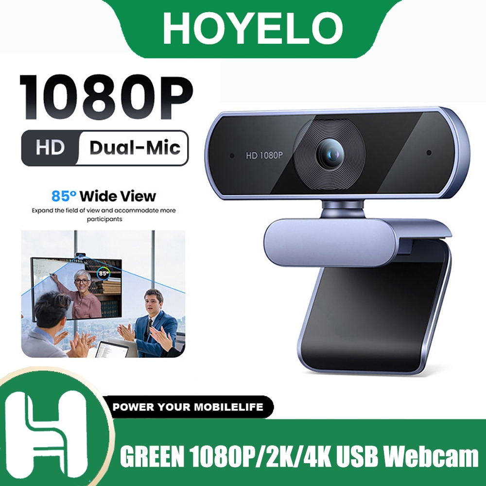 สีเขียว 1080P/2K/4K USB Webcam HD Mini Webcam สําหรับแล็ปท็อปคอมพิวเตอร์กล้องเว็บไมโครโฟนคู่