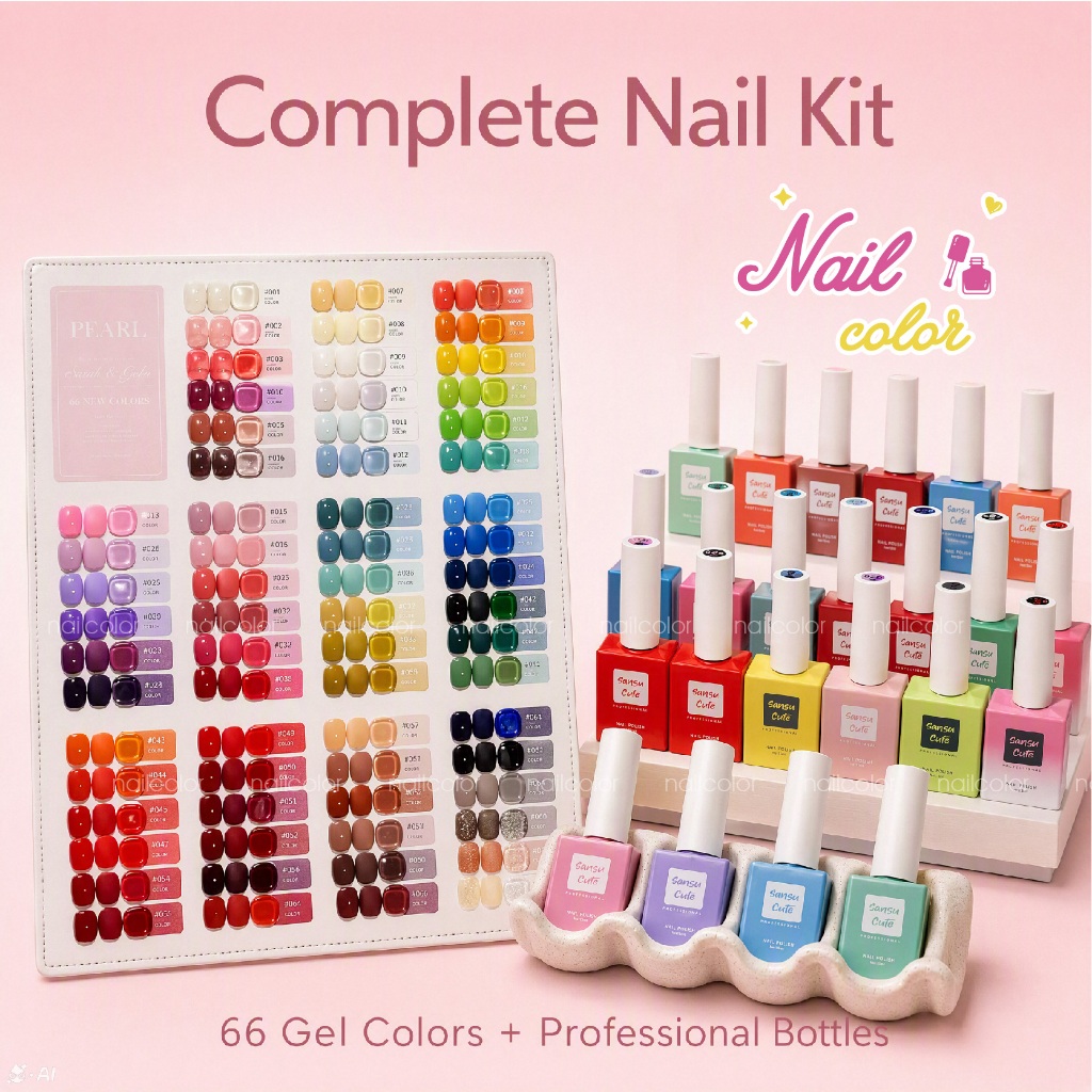 ใหม่ ! ชุดแต่งเล็บสี ไข่มุก66 One Bottle One Color (แถมกระดานสีหนัง) สีพื้นใช้กันทั่วไป ต้องเปิดร้าน