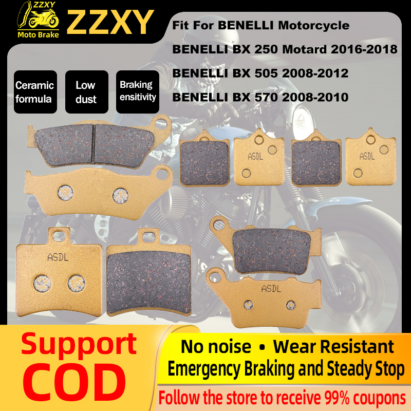 สําหรับ BENELLI BX 250 BX 505 BX 570 ผ้าเบรคเส้นใยเซรามิคประสิทธิภาพสูง Quiet ด้านหน้าและด้านหลัง Di