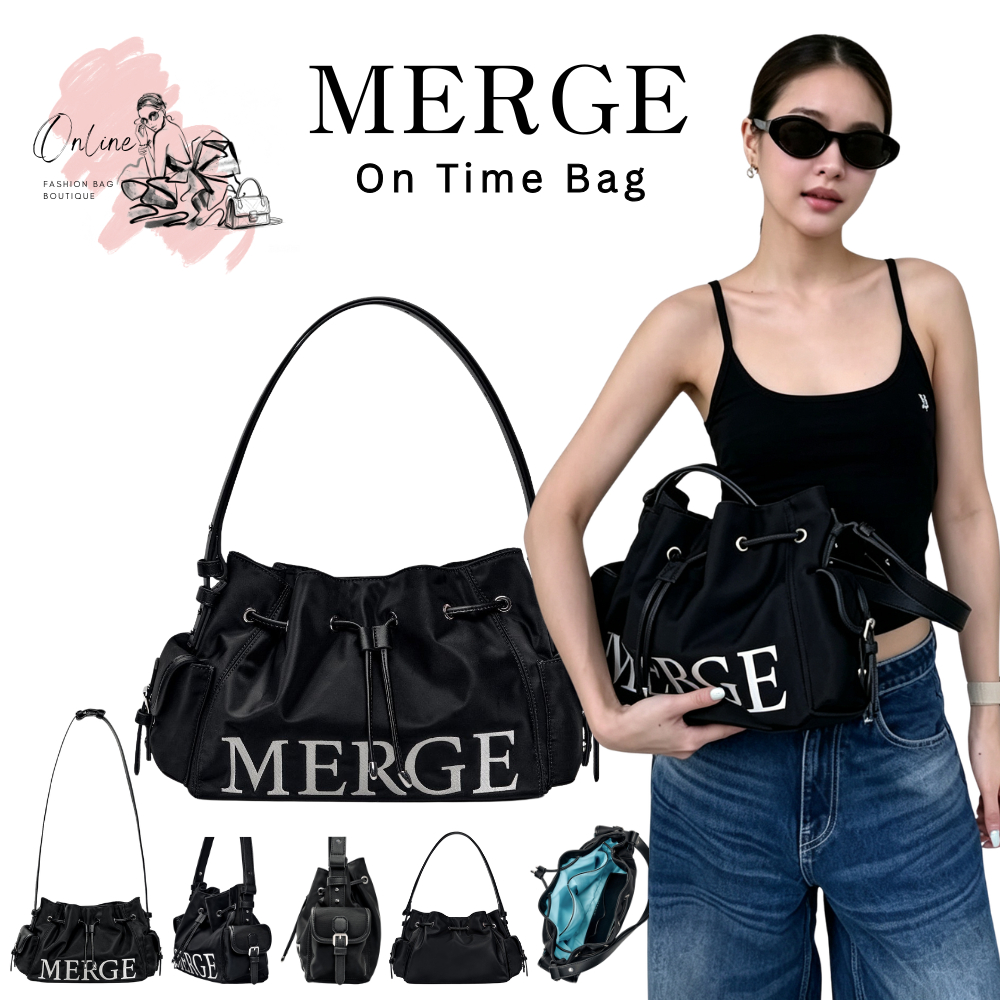 ของแท้100% MERGE On Time Bag กระเป๋าถือ สะพายข้าง(ผลิตจาก Nylon น้ำหนักเบา | สายสะพายปรับระดับได้)