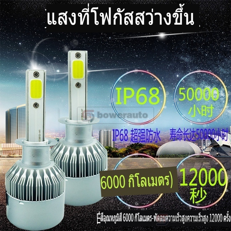 หลอดไฟ LED รถยนต์ COB สว่างพิเศษ H4 12V สากล แต่งรถ H006-C6