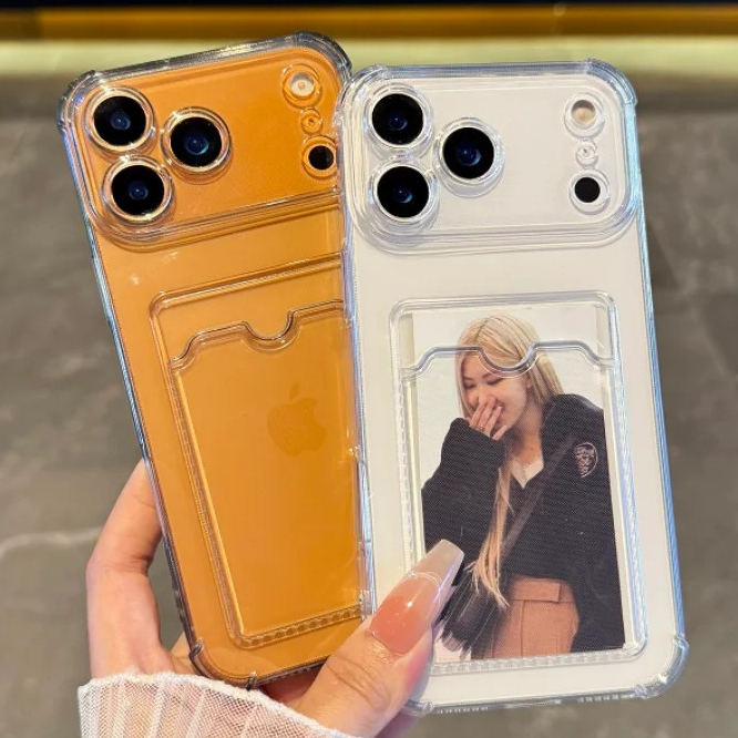 โปร่งใสช่องใส่การ์ดกระเป๋าสําหรับiPhone 17 Air 16 15 14 13 12 11 Pro Max X XS XR 7 8 Plusกันกระแทกนุ่มกระเป๋าสตางค์ปกหลัง
