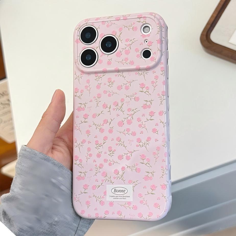 ดอกไม้พิมพ์คลุมทั้งหมด TPU Fine Hole หัวใจด้านข้างโทรศัพท์มือถือ Soft Case สําหรับ IPhone 11 12 Pro Max 13 14 15 16 17 17 Pro Max