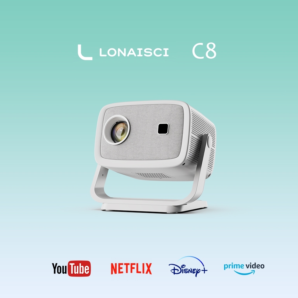 LONAISCI C8 โปรเจคเตอร์ 4k เชื่อมต่อ wifi bluetooth mini projector 4k android โปรเจคเตอร์โทรศัพท์สมา