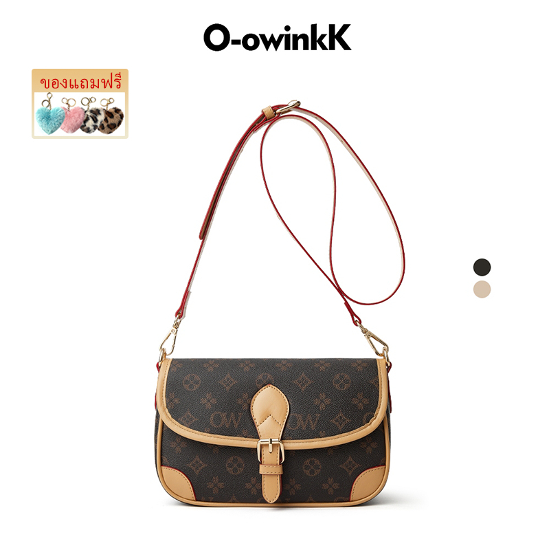 O‑owinkK กระเป๋าสะพายข้างสี่เหลี่ยมเล็ก ลายดอกไม้วินเทจ ฝาปิดหน้า สายปรับระดับได้ ดีไซน์คลาสสิก