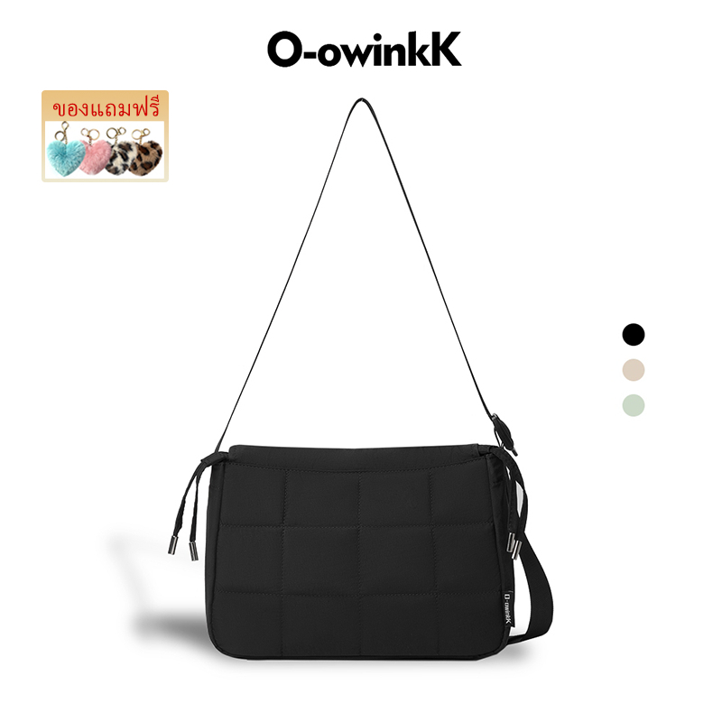 O‑owinkK กระเป๋าสะพายข้างผ้าไนลอน ลายตารางนุ่ม สายปรับได้ ความจุมาก