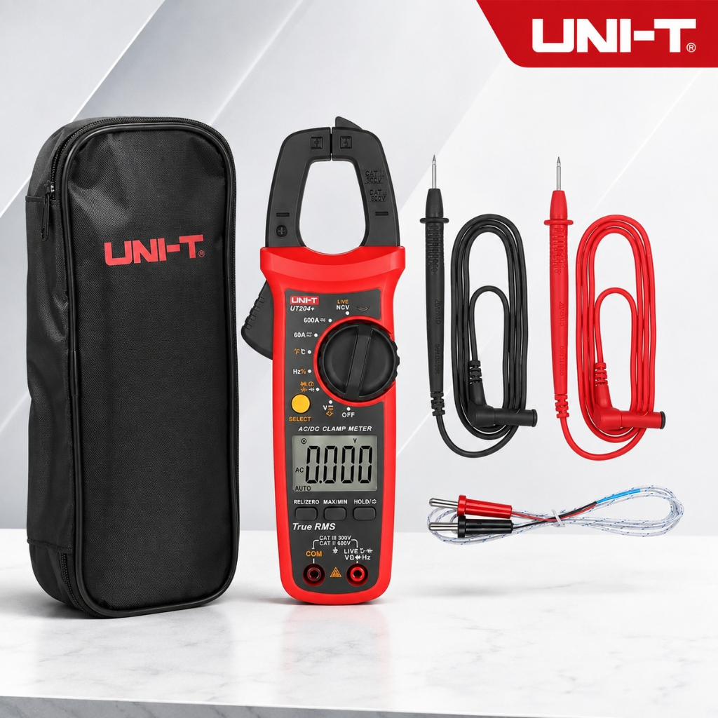 UNI-T UT204+ คลิปแอมป์ แคลมป์มิเตอร์ วัดไฟ กระแส ACDC 600A 600V กิ๊ปแอมป์ คีปแอมป์ Clamp Meter 204+