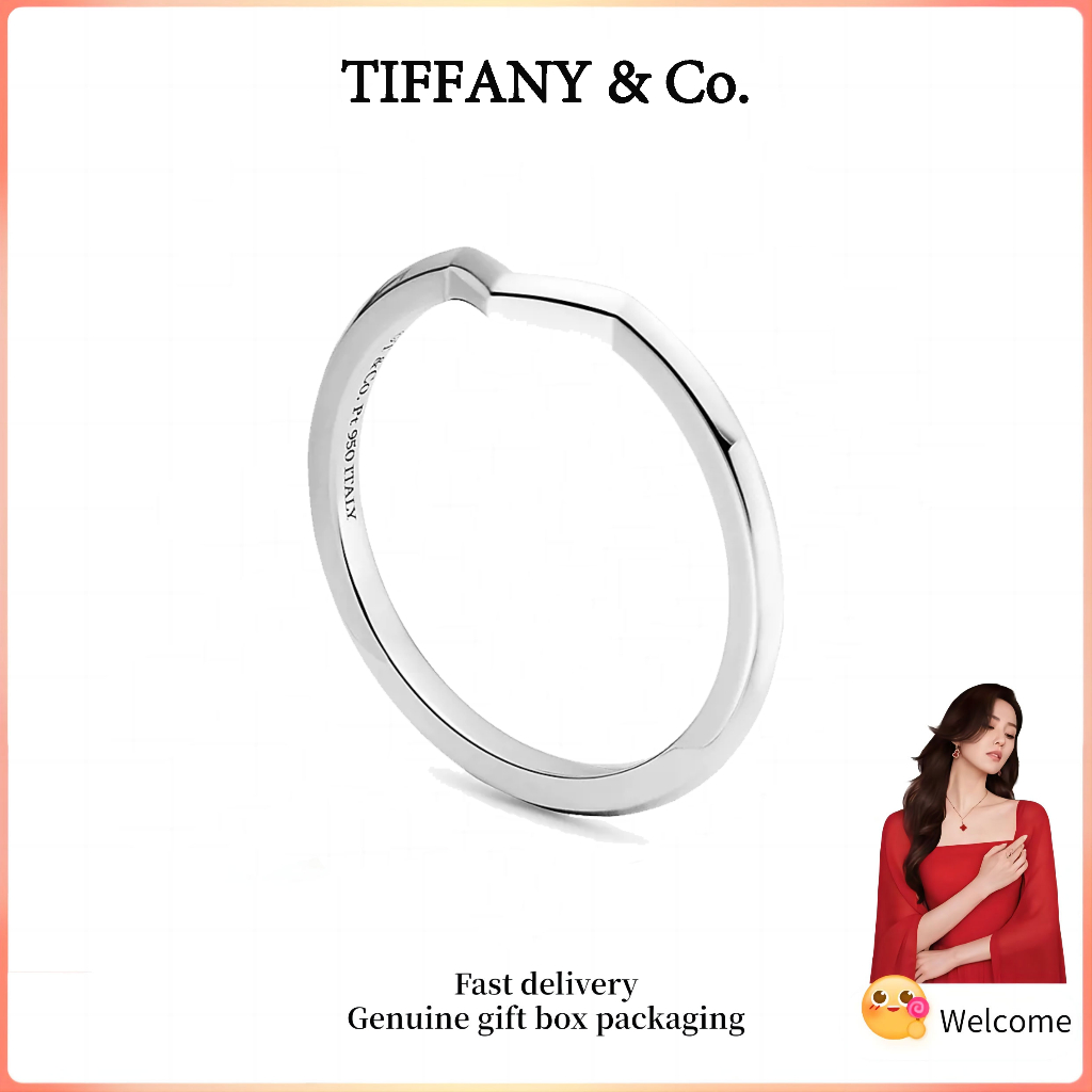 TIFFANY &CO.S925 แหวนรูปตัววีเงินสเตอร์ลิงเครื่องประดับครบรอบวันวาเลนไทน์