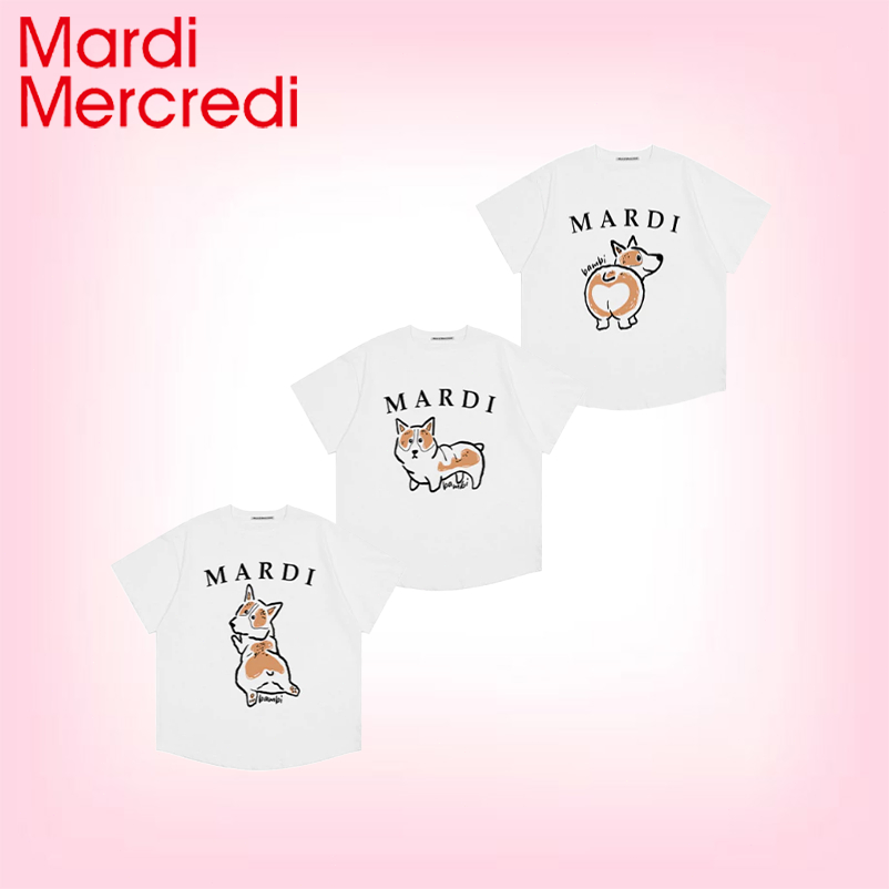 🇰🇷 Mardi Mercredi Bambi Corgi Tee – Official, เสื้อยืดกราฟิก Corgi 3 รูปแบบ, Cotton 100%, เข้ากับชุด
