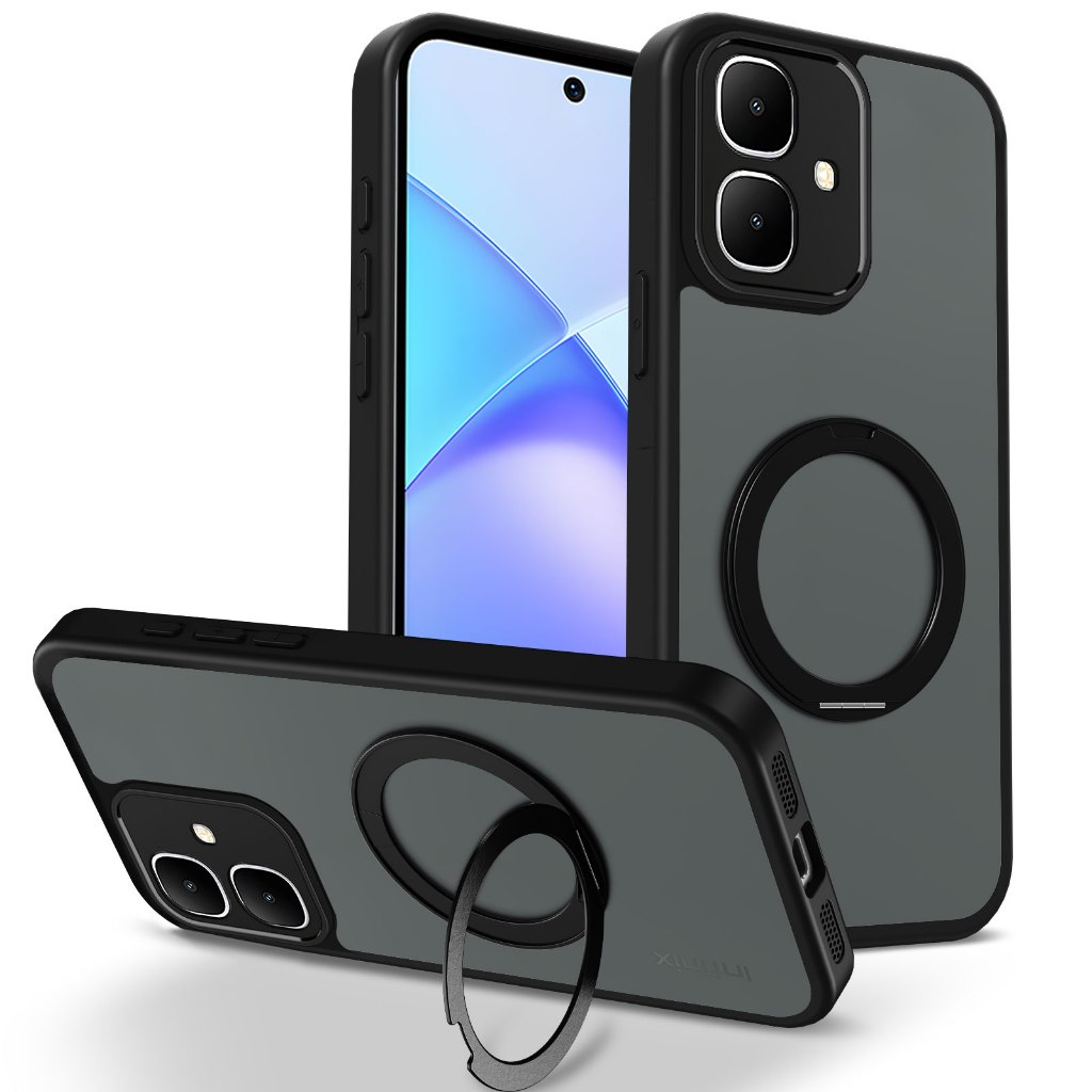 ปลอกสําหรับ Tecno Pop 10 Pop10 เคสโทรศัพท์ 360° หมุน Strong Magnetic Adsorb ไร้สายชาร์จ Frosted Clea