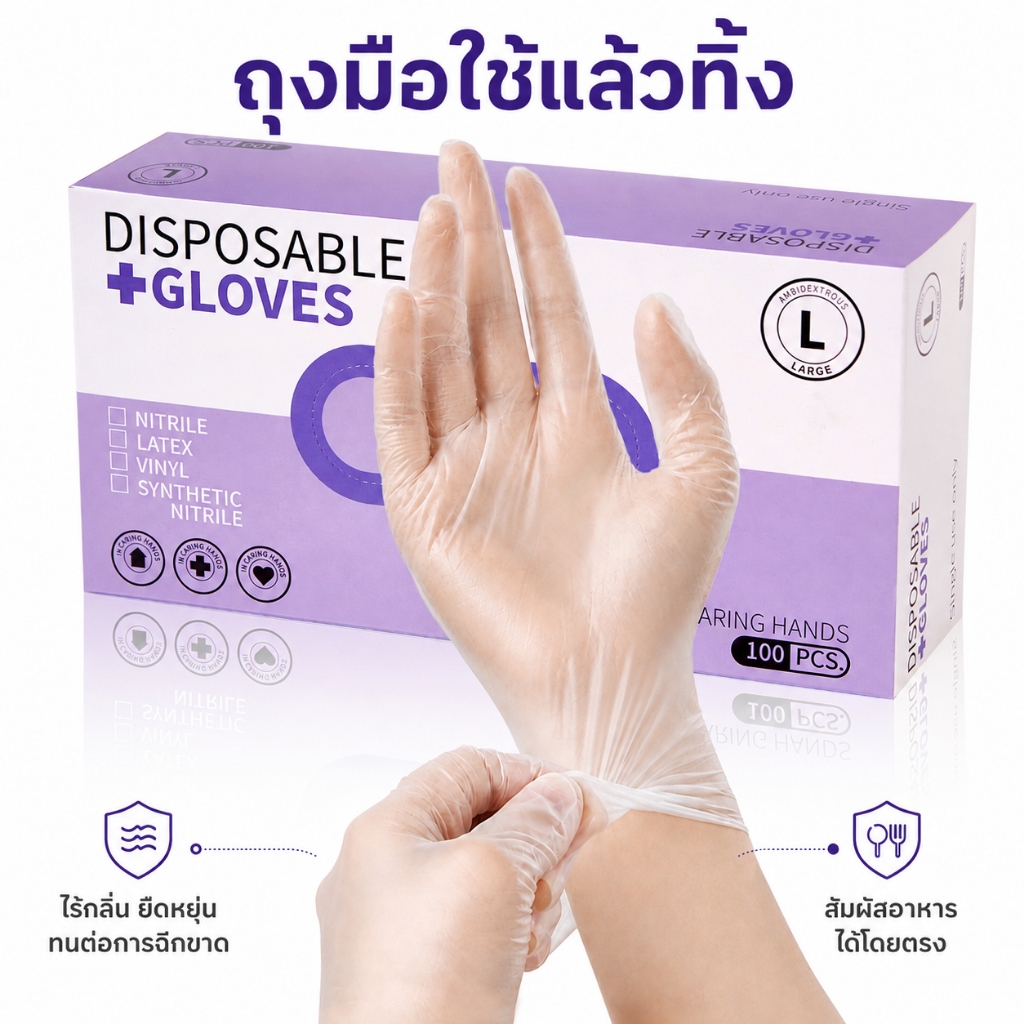 ขายส่ง ถุงมือพีวีซีแบบใช้แล้วทิ้งใสปลอดแป้ง 100 ชิ้น/กล่อง S/M/L/XL กันน้ํากันน้ํามันขนาดเต็ม,ร้านอาหาร,อบ,ซูเปอร์มาร์เก็ต,ร้านเสริมสวยสินค้าทั้งหมดร้านค้าทางกายภาพ
