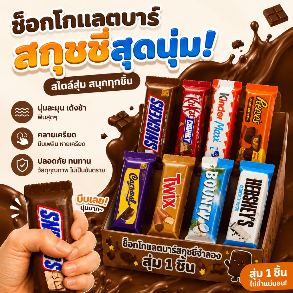 สมจริง Snickers Chocolate Bar Squishy ช้า Rising ขนมขบเคี้ยวของเล่นบรรเทาความเครียด