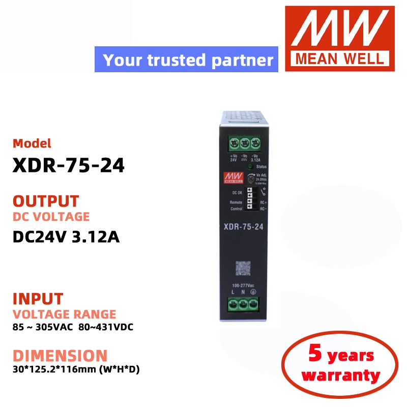 MEAN WELL XDR-75-12 XDR-75-24 XDR-75-48 XDR-75-36 DC12V 24V 36V 48V Switching Power Supply Meanwell 