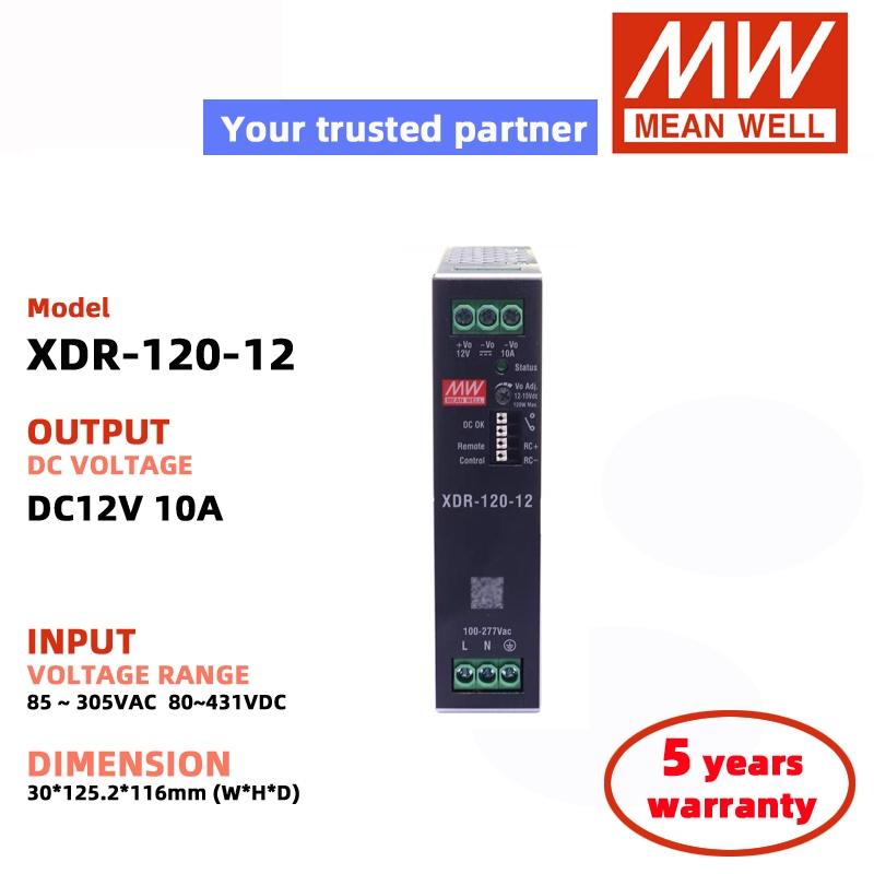 MEAN WELL XDR-120-12 XDR-120-24 XDR-120-48 XDR-120-36 DC12V 24V 36V 48V Switching Power Supply Meanw