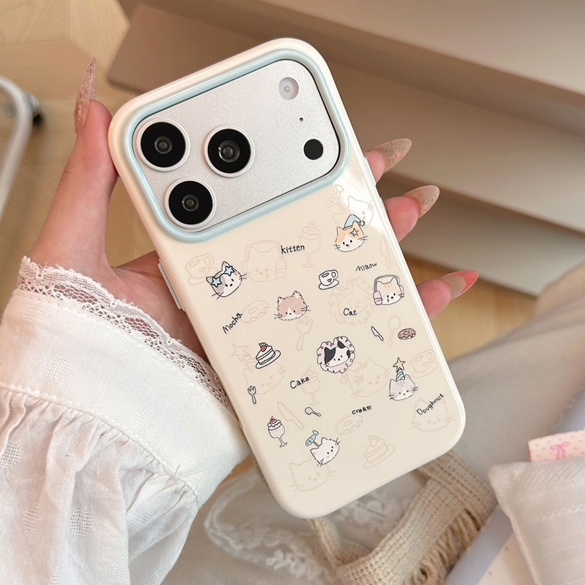 สําหรับ iphone Case 17 Pro Max 16 Pro Max เคสโทรศัพท์หัวแมวขนมหวาน