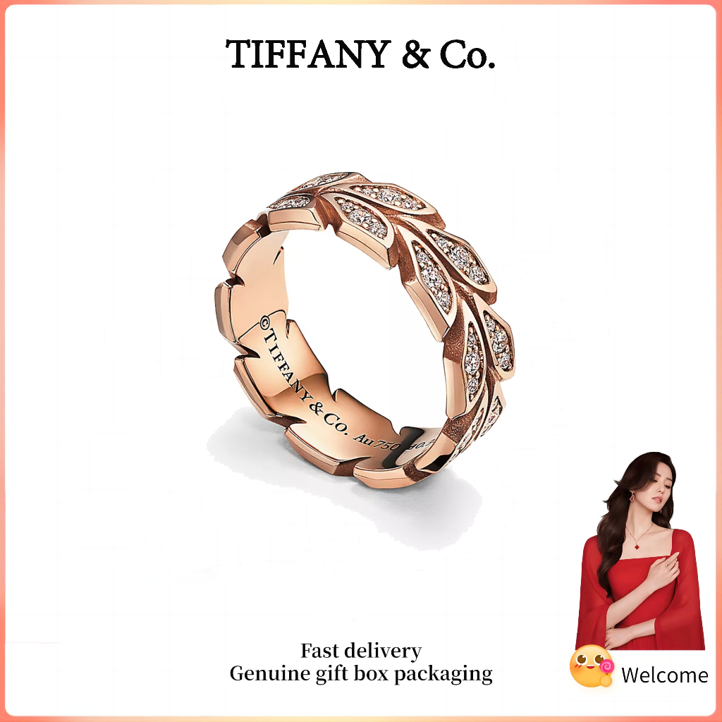 TIFFANY &CO.Rose Gold Victoria Vine แหวนเพชรเครื่องประดับวันวาเลนไทน์