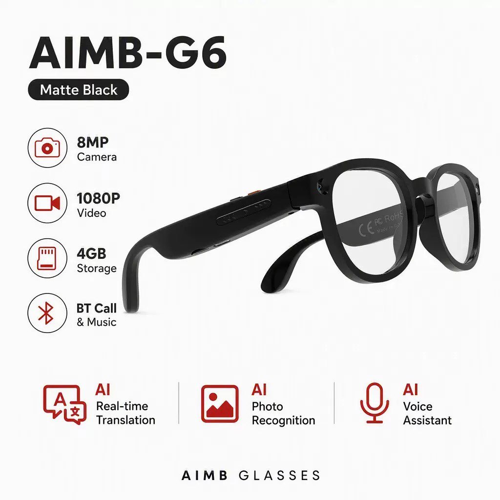 AIMB G6 สมาร์ท Al กล้องแว่นตา Voice Assistant Anti Blue-Light แว่นตากันแดดเพลง VS v3 G1 G2 G3 S2 S1 