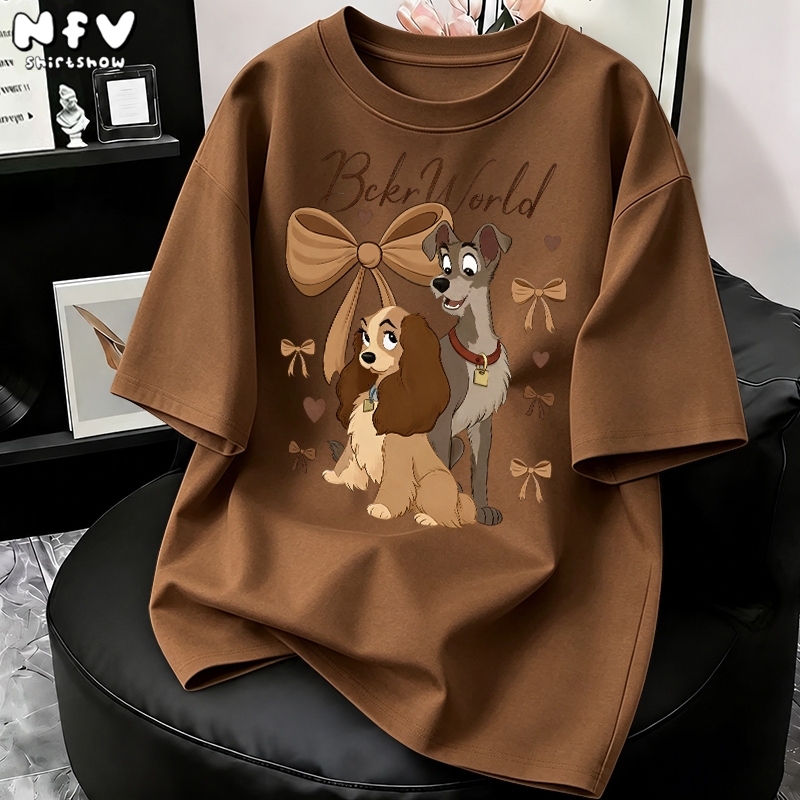 【จัดส่งตลอด 24 ชั่วโมง】NFV สไตล์เกาหลี เสื้อยืด Oversized สะดวกสบาย ลายหมาน้อยน่ารัก ระบายอากาศ ผ้าฝ้าย YG4952