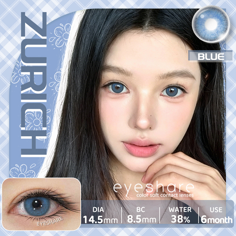 Eyeshare ZURICH คอนแทคเลนส์สีฟ้า Dia14.5 ค่าสายตา 0.00 ราย 6เดือน 2ชิ้น 1คู่