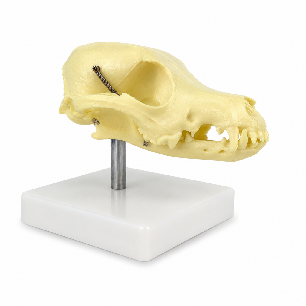 Canine Dog Skull Anatomy Model พร้อมขากรรไกรและฐานแสดงที่สามารถเคลื่อนย้ายสําหรับการสอนสัตวแพทย์
