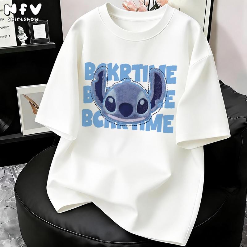 【จัดส่งตลอด 24 ชั่วโมง】NFV ใหม่ล่าสุด แฟชั่นเกาหลี Stitch เสื้อยืดเปล่า ผ้าหนายับยากรีดง่าย ผ้าฝ้าย 100% YG1563