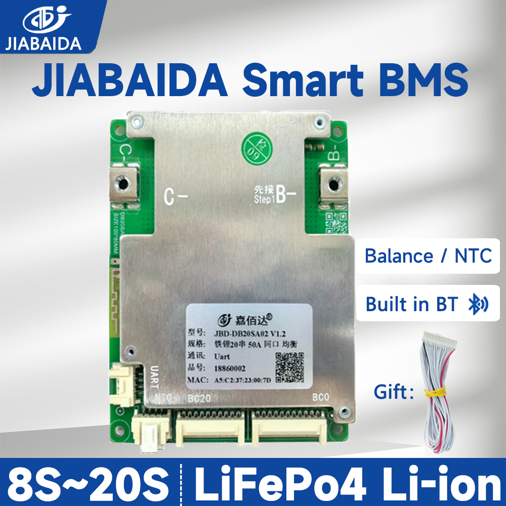 JBD สมาร์ท BMS 8S 24V 10S 36V 13S 14S 16S 48V 20S 60V Li-ion Lifepo4 40A-60A JIAARTBAIDA BMS BT APP 