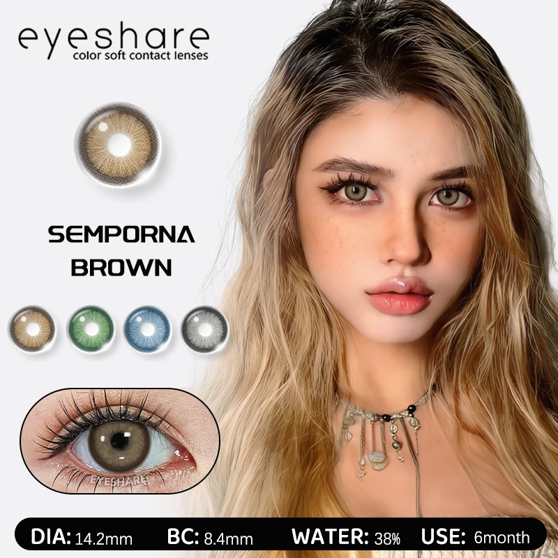 SEMPORNA คอนแทคเลนส์สี ราย 6 เดือน Dia14.5 สีน้ำตาล ปริมาณน้ำ38% 2ชิ้น 1คู่
