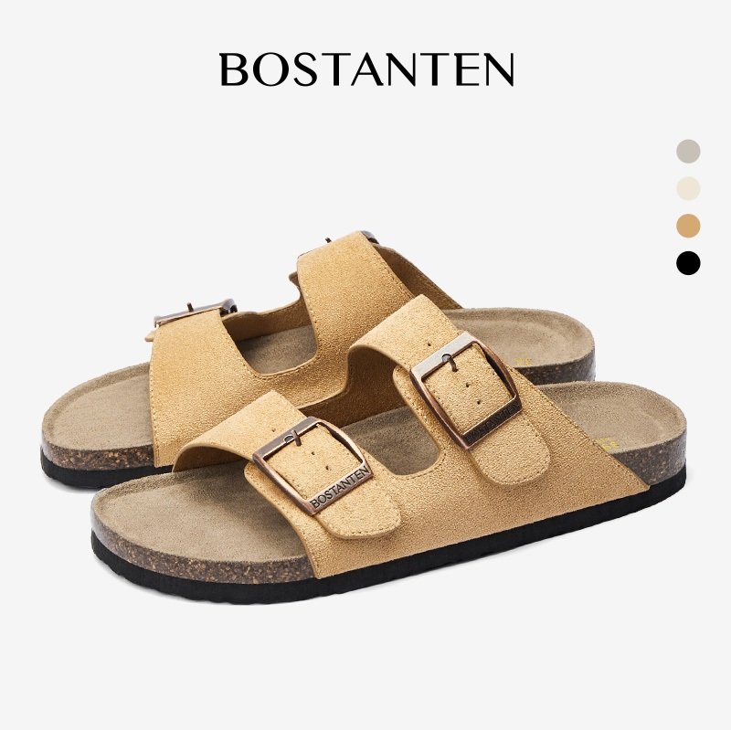 BOSTANTEN Ark 1.0 รองเท้าแตะผู้หญิงเพื่อสุขภาพ หน้าเท้ากว้าง รองรับอุ้งเท้า พื้นรองเท้ากันลื่น ใส่สบาย เดินได้ทั้งวัน รองเท้าแตะหัวเข็มขัดคู่