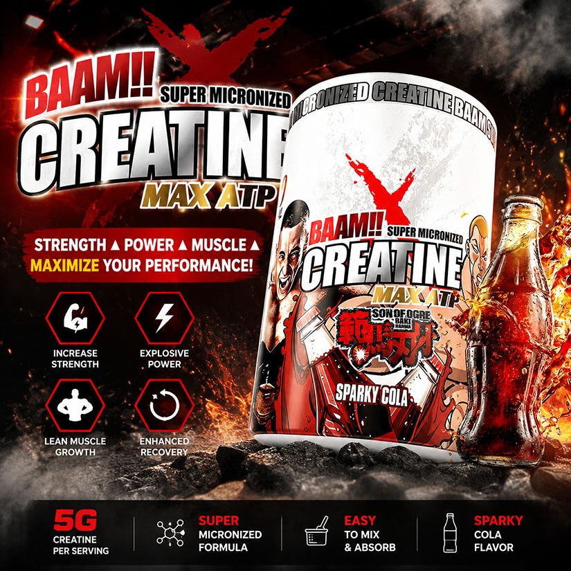 BAAM MICRONIZED CREATINE MONOHYDRATE MAX ATP 5000 (300g) ครีเอทีนระดับไมโครไนซ์ สูตรดูดซึมรวดเร็ว BA