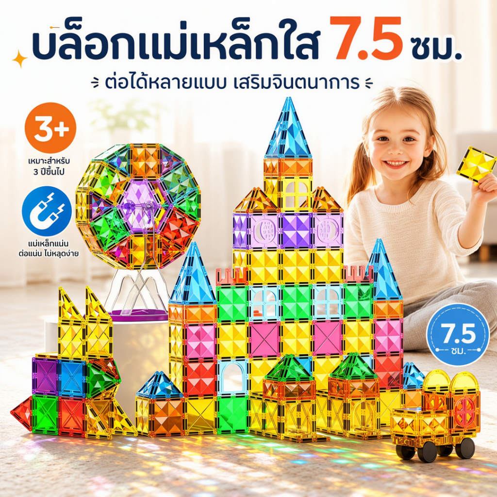 บล็อกตัวต่อแม่เหล็ก บล็อกตัวต่อแม่เหล็กของเล่นการเรียนรู้การศึกษาของเล่นแม่เหล็ก