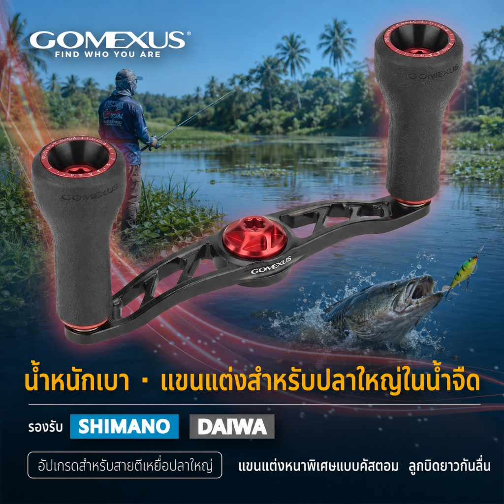 Gomexus แขนแต่งรอก 100mm อะลูมิเนียม+TPE ด้ามหมุนรอกเบท สำหรับ Daiwa Tatula / Steez / Zillion / Shimano Antares / Curado / Abu Garcia แขนแต่งรอกเบท รอกสปินนิ่ง แขนแต่งรอกตกปลา BDH-TPE24
